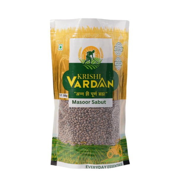 Krishi Vardan Masoor Sabut | Unpolished | High Protein | Fiber Rich | Premium Quality | 500g